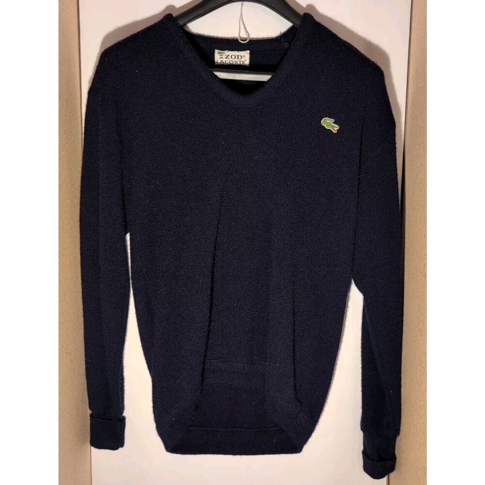 Vintage Izod Lacoste Sweater - Dark Blue - Size Men's Large - Pullover V-Neck